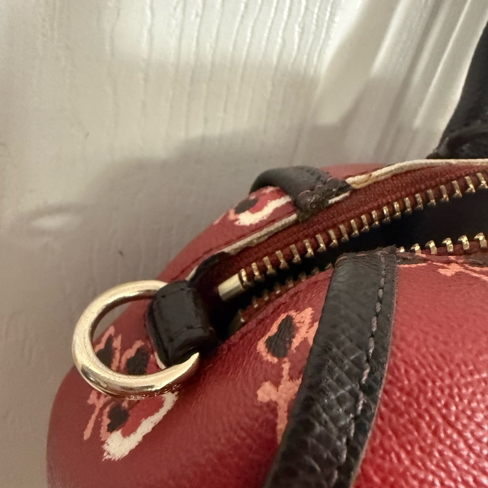 Coach Red Floral Mini Satchel with Black Handles - Picture 5 of 7